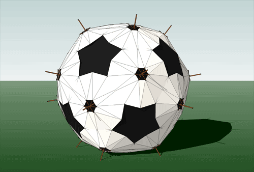Ein Fussball aus Jurtendächern